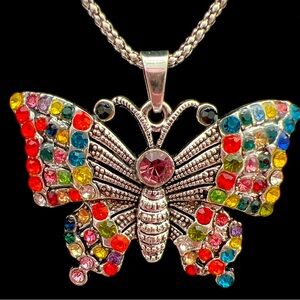 Multicolor butterfly necklace